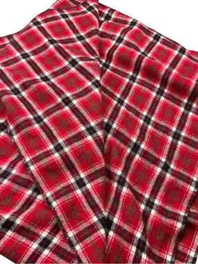 Vintage wool plaid red reversible blanket 56x72